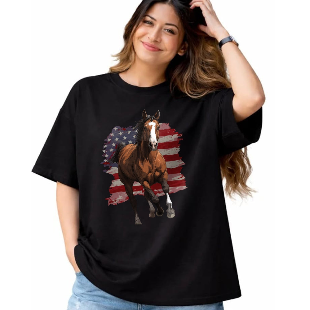 Best Horse Lover Shirt , Funny Horse UnisexT-Shirt/Hoodie/Sweatshirt HLT00 - Horse Equestrian Riding USA Flag US America American Graphic T-Shirt