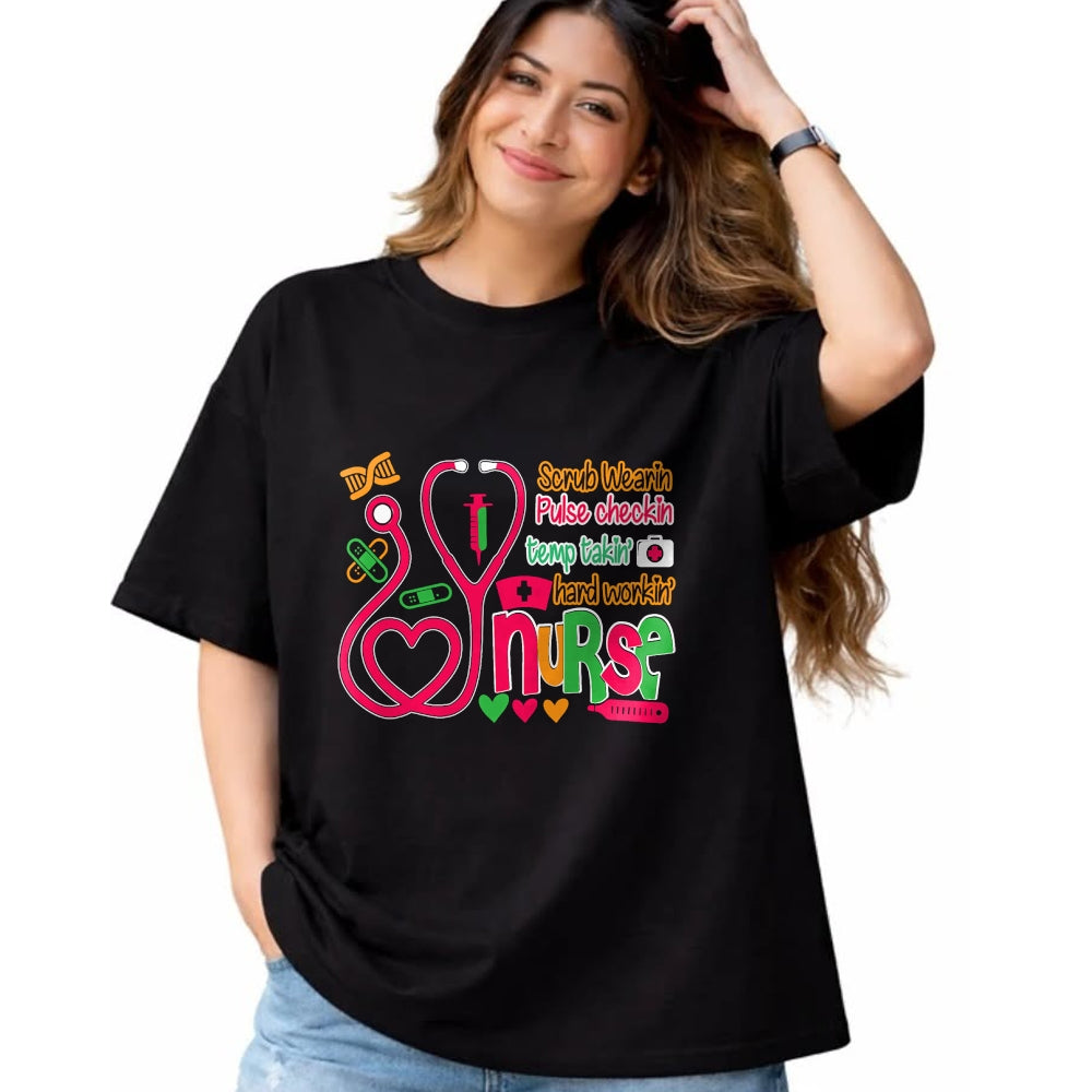 Funny Nurse Shirt, Nurse Unisex T-Shirt/Hoodie/Sweatshirt HLT00 - Nurse 365 Scrubs Wearing Temp Taking Hard Working Nurse T-Shirt