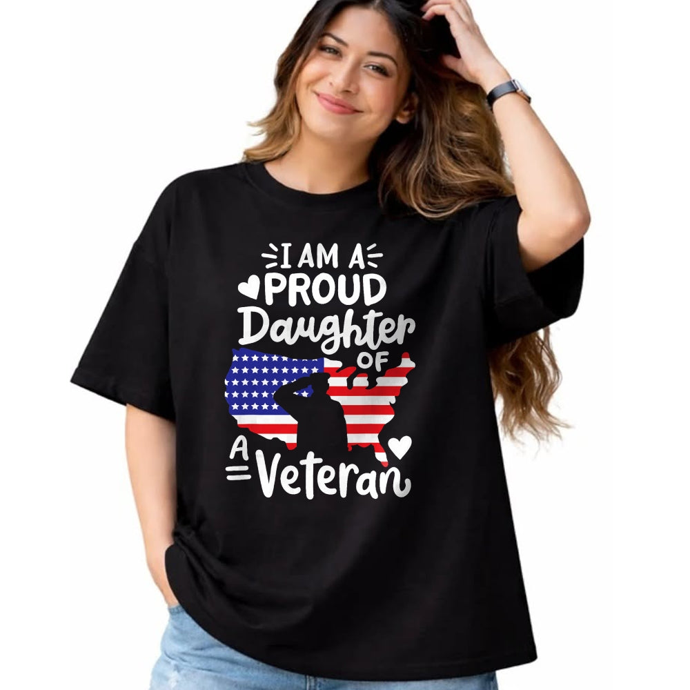 Gift for Dad Shirt, Funny Dad Unisex T-Shirt/Hoodie/Sweatshirt HLT00 – I_m A Proud Daughter of A Veteran Father_s Day Girls T-Shirt
