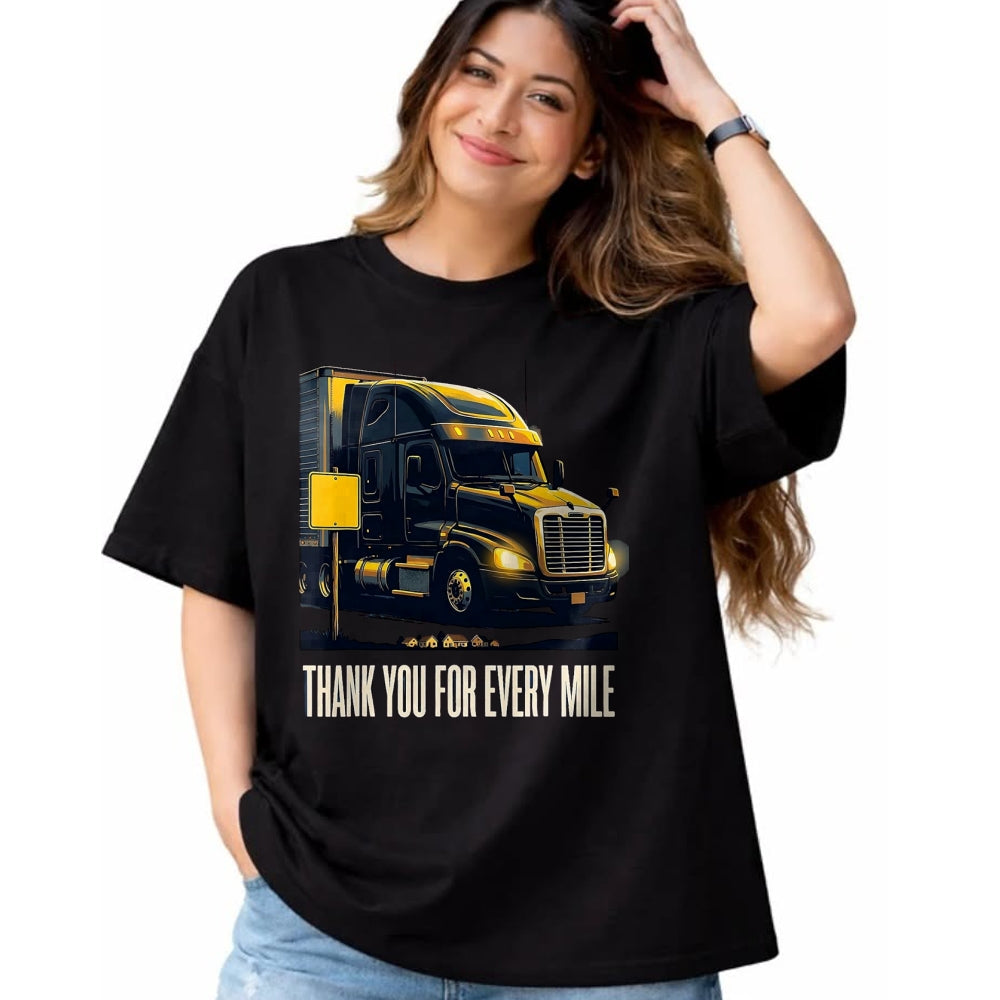 Best Truck Driver Life Shirt, Funny Trucker UnisexT-Shirt/Hoodie/Sweatshirt HLT00 - Thank You For Every Mile Truck Driver Appreciation Week Gift T-Shirt, Men, Pink, XX-Large