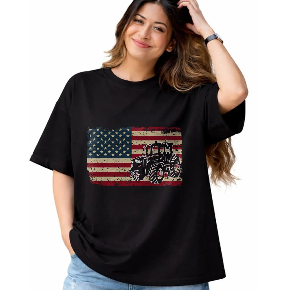 Best Farmer Life Shirt, Funny Farmer UnisexT-Shirt/Hoodie/Sweatshirt HLT00 - Farm Tractors USA Flag Patriotic Farming Gift Long Sleeve T-Shirt