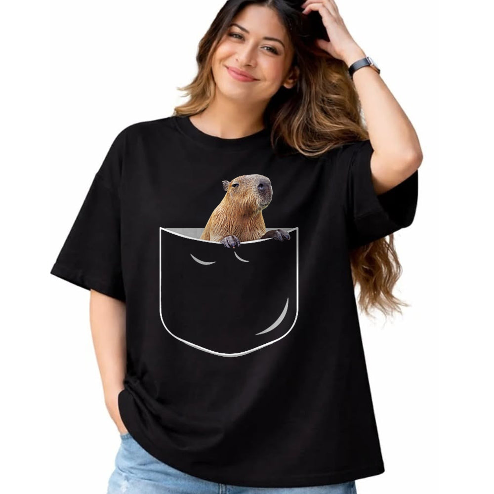 Cute Capybara Shirt, Funny Capybara Unisex T-Shirt/Hoodie/Sweatshirt HLT00 - Pocket Capybara Funny Capybara in Pocket Gift T-Shirt
