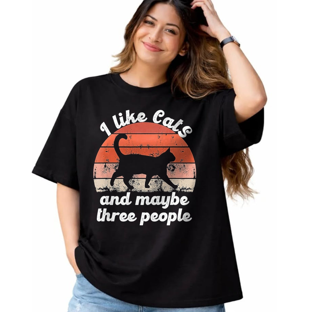 Cat Love Shirt, Funny Cat Lover Gift UnisexT-Shirt/Hoodie/Sweatshirt HLT00 - I Like Cats and Maybe 3 People T-Shirt, Men, Black, 3X-Large (1)