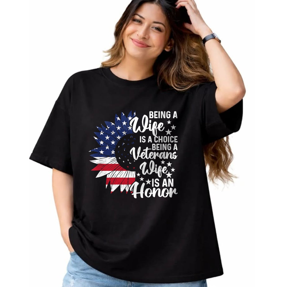 Best Wife Shirt, Wife and Husband Unisex T-Shirt/Hoodie/Sweatshirt HLT00 - Gift for wife T shirt, lucky wife   Patriotic Veterans Day Being A Veterans Wife Is An Honor T-Shirt