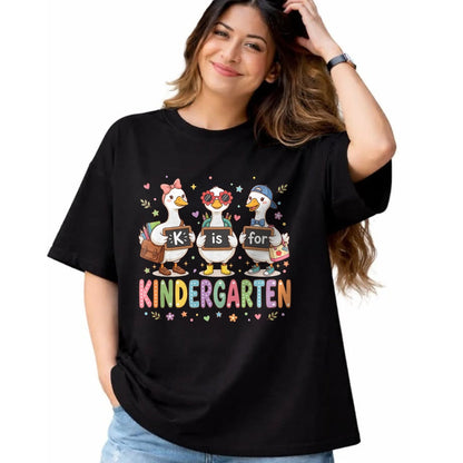 Best Student Shirt, Funny Back To School UnisexT-Shirt/Hoodie/Sweatshirt HLT00 - K is for Kindergarten Teacher Silly Goose Back to School T-Shirt