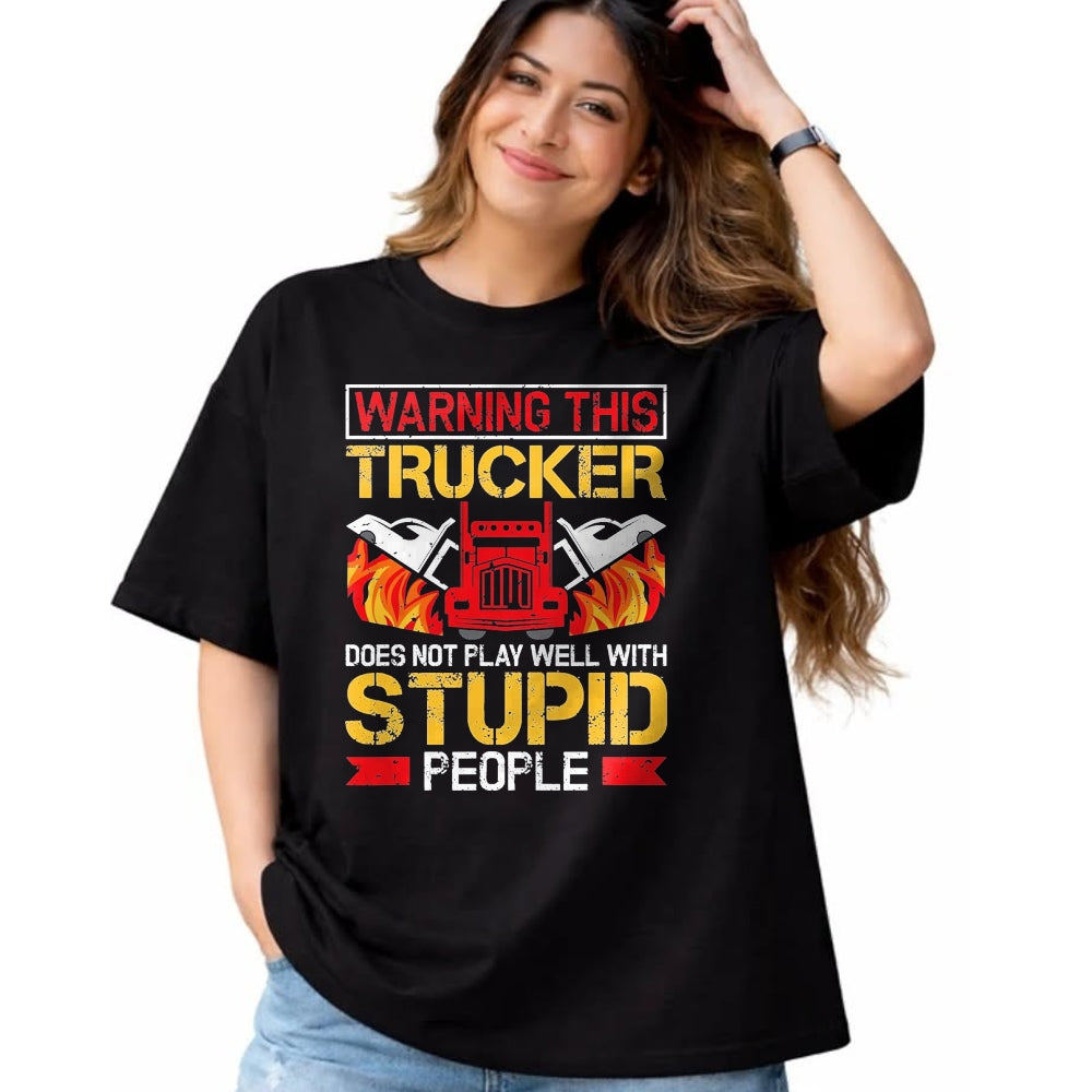 Best Truck Driver Life Shirt, Funny Trucker UnisexT-Shirt/Hoodie/Sweatshirt HLT00 - Funny Trucker Warning Semi Truck Driver Trucker T-Shirt, Men, Black, Large