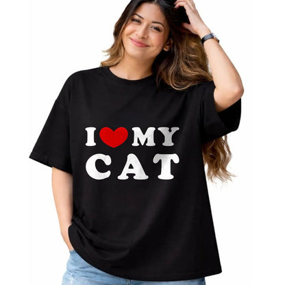 Cat Love Shirt, Funny Cat Lover Gift UnisexT-Shirt/Hoodie/Sweatshirt HLT00 - I Love My Cat, I Heart My Cat T-Shirt, Men, Dark Heather Grey, Large