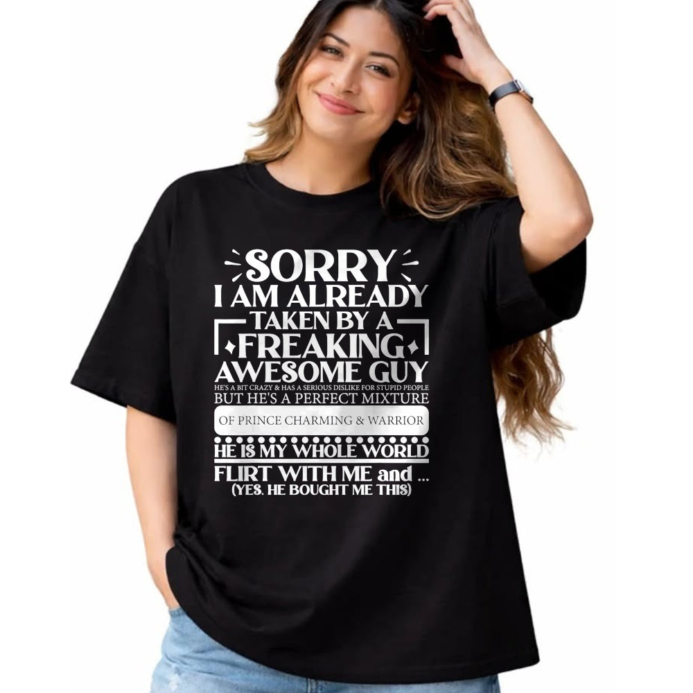 Best Wife Shirt, Wife and Husband Unisex T-Shirt/Hoodie/Sweatshirt HLT00 - Sorry I Am Already Taken By A Guy Husband T-Shirt (1)
