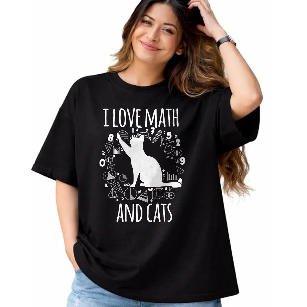 Cat Love Shirt, Funny Cat Lover Gift UnisexT-Shirt/Hoodie/Sweatshirt HLT00 - Math Nerd Math Teacher Cat Lover I Love Math And Cats T-Shirt