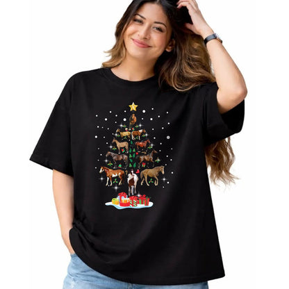 Best Horse Lover Shirt , Funny Horse UnisexT-Shirt/Hoodie/Sweatshirt HLT00 - Horse Tree Christmas Horses Xmas Gifts for Women Girls T-Shirt
