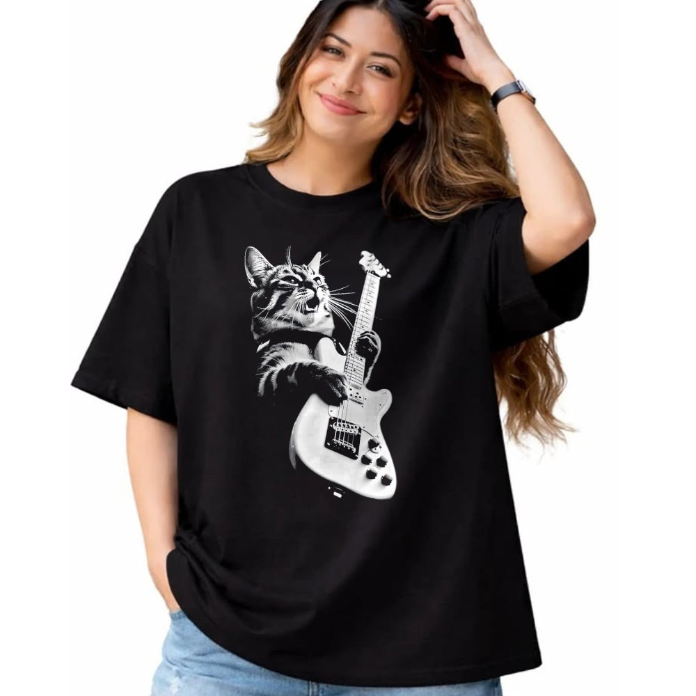 Guitar Lover Shirt, Funny Guitar UnisexT-Shirt/Hoodie/Sweatshirt HLT00 - Rock Cat Playing Guitar - Funny Guitar Cat T-Shirt, Men, Black, 3X-Large