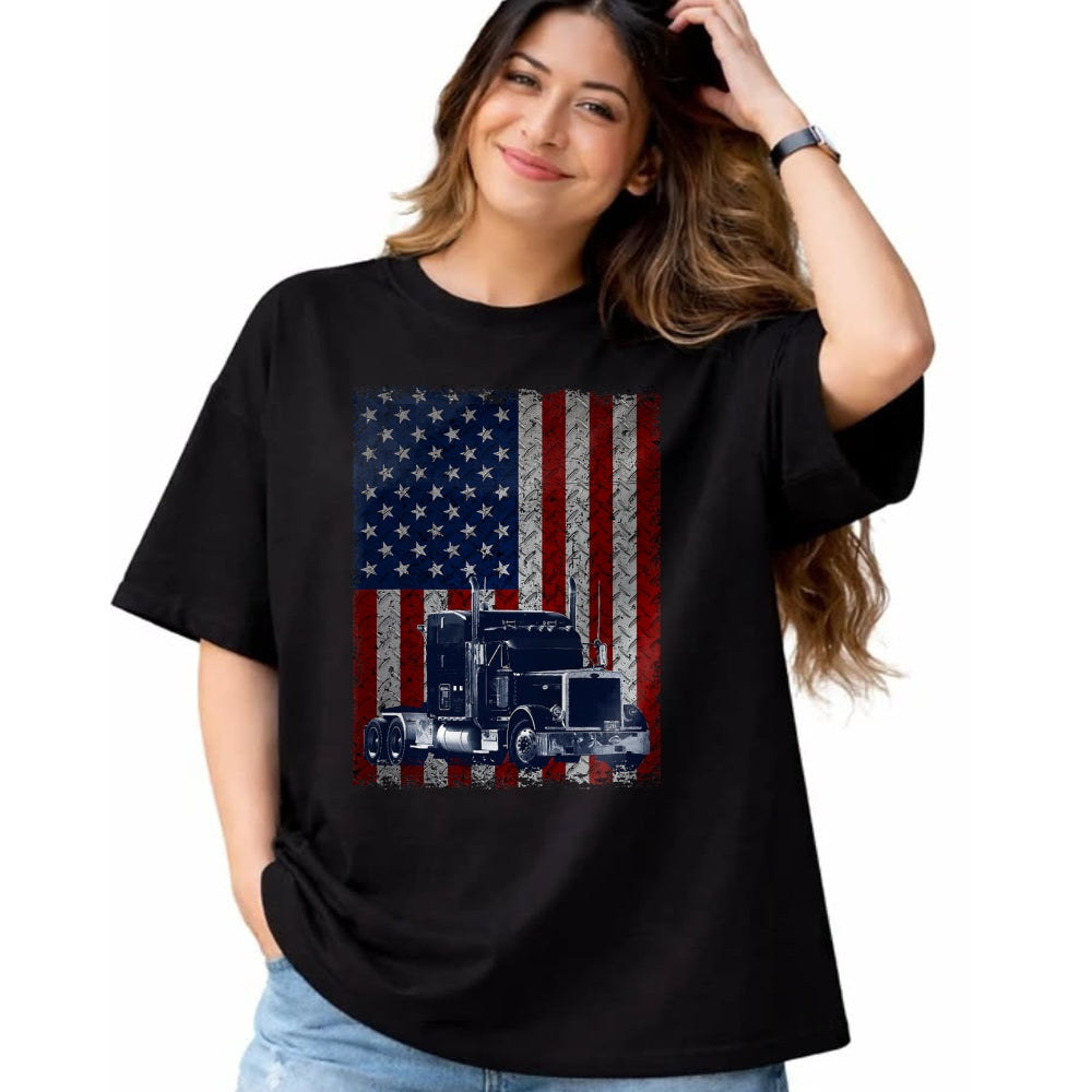 Best Truck Driver Life Shirt, Funny Trucker UnisexT-Shirt/Hoodie/Sweatshirt HLT00 - Truck Driver American Flag Patriotic Trucker T-Shirt