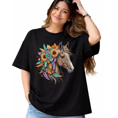 Best Horse Lover Shirt , Funny Horse UnisexT-Shirt/Hoodie/Sweatshirt HLT00 - Floral Wild Horse Country Horse Riding Women Girls T-Shirt