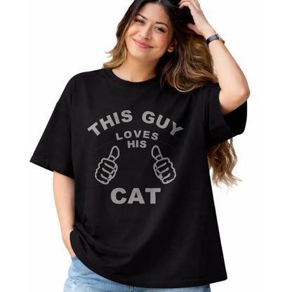 Cat Love Shirt, Funny Cat Lover Gift UnisexT-Shirt/Hoodie/Sweatshirt HLT00 - This Guy Loves His Cat Pet Owners Kitten Cat Dad Cat Man T-Shirt