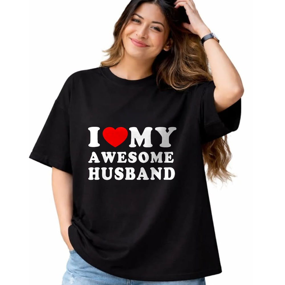 Best Wife Shirt, Wife and Husband Unisex T-Shirt/Hoodie/Sweatshirt HLT00 - I Love My Awesome Husband I Heart My Husband Love Husband T-Shirt (1)
