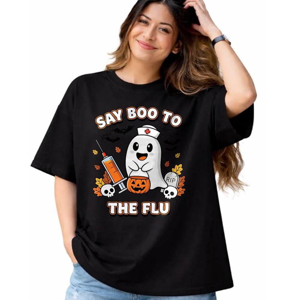 Best Doctor Shirt, Funny Doctor UnisexT-Shirt/Hoodie/Sweatshirt HLT00 - Doctor Say Boo to The Flu Halloween Vaccine Squad T-Shirt