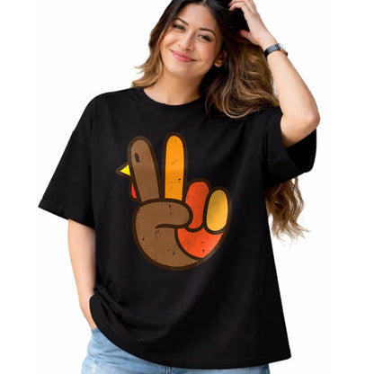 Best Thanksgiving Family Shirt , Funny Thanksgiving UnisexT-Shirt/Hoodie/Sweatshirt HLT00 - Peace Sign Turkey Hand Cool Thanksgiving Hippie Men Women T-Shirt