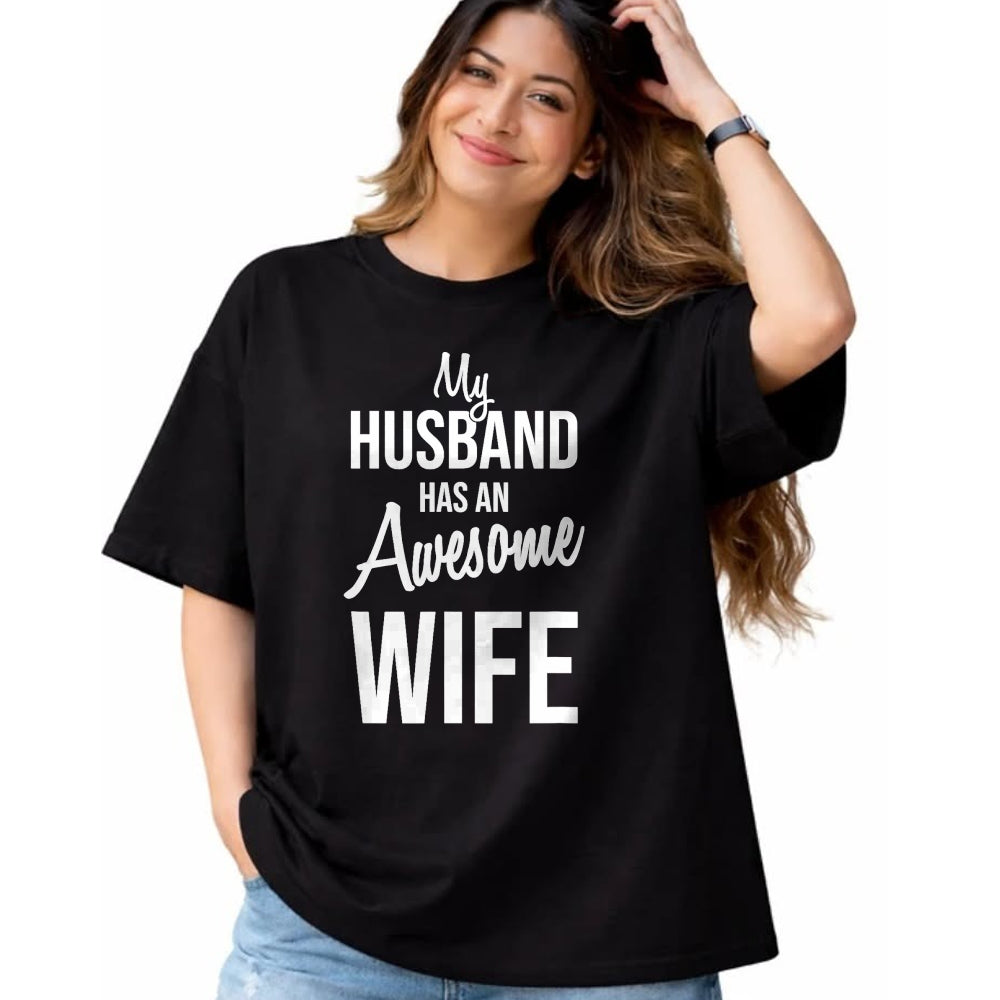 Best Wife Shirt, Wife and Husband Unisex T-Shirt/Hoodie/Sweatshirt HLT00 - My Husband Has An Awesome Wife T-Shirt (2)