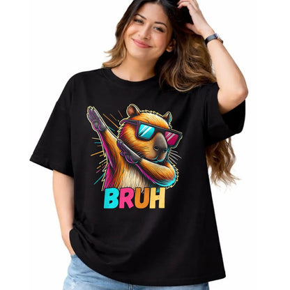 Cute Capybara Shirt, Funny Capybara Unisex T-Shirt/Hoodie/Sweatshirt HLT00 - Funny Dabbing Capy Bruh Teens Youth Kids Meme Rodent Lovers T-Shirt