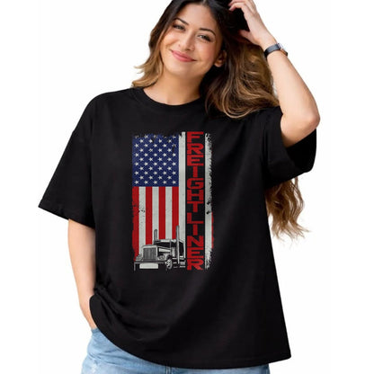 Best Truck Driver Life Shirt, Funny Trucker UnisexT-Shirt/Hoodie/Sweatshirt HLT00 - Trucker Truck Driver Halloween Pun Vintage USA American Flag T-Shirt