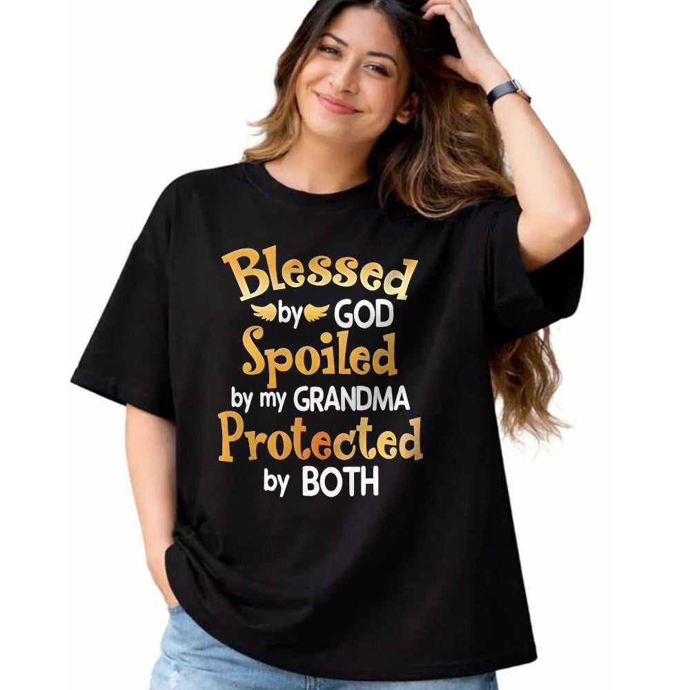 Best Wife Shirt, Wife and Husband Unisex T-Shirt/Hoodie/Sweatshirt HLT00 - Blessed By God Spoiled By My Grandma Grandson Granddaughter T-Shirt (1)
