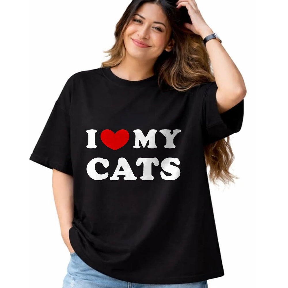 Cat Love Shirt, Funny Cat Lover Gift UnisexT-Shirt/Hoodie/Sweatshirt HLT00 - I Love My Cats, I Heart My Cats T-Shirt, Men, Black, 3X-Large