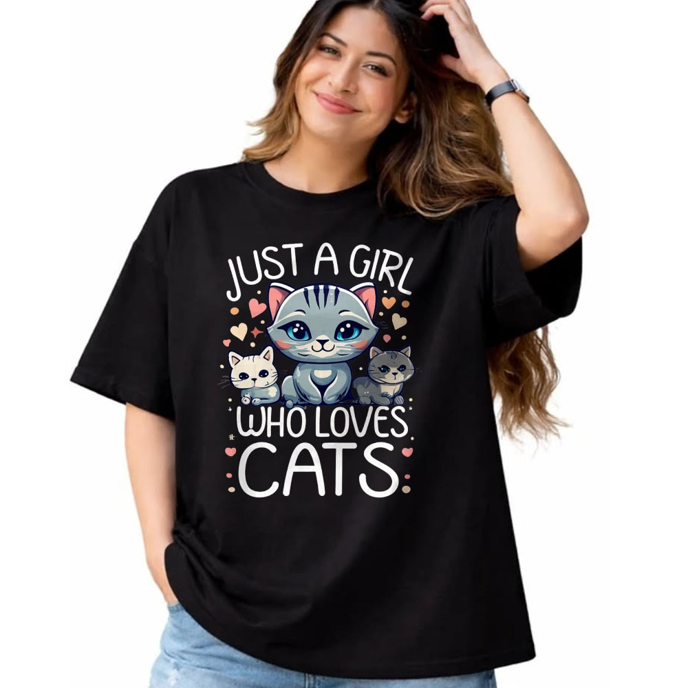 Cat Love Shirt, Funny Cat Lover Gift UnisexT-Shirt/Hoodie/Sweatshirt HLT00 - Just a Girl who Loves Cats Cute Cat Lover T-Shirt