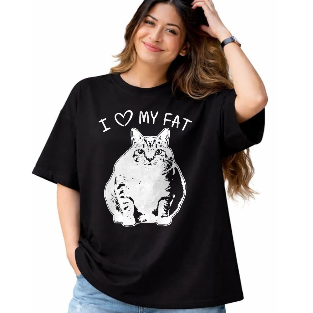Cat Love Shirt, Funny Cat Lover Gift UnisexT-Shirt/Hoodie/Sweatshirt HLT00 - I Love My Fat Cat Funny Cat Lover T-Shirt Gift Idea T-Shirt