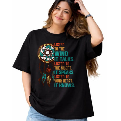 Native American T-Shirts, Vintage Native American Unisex T-Shirt/Hoodie/Sweatshirt HLT00 - Listen To The Wind It Talks Fun Native American Day Graphic