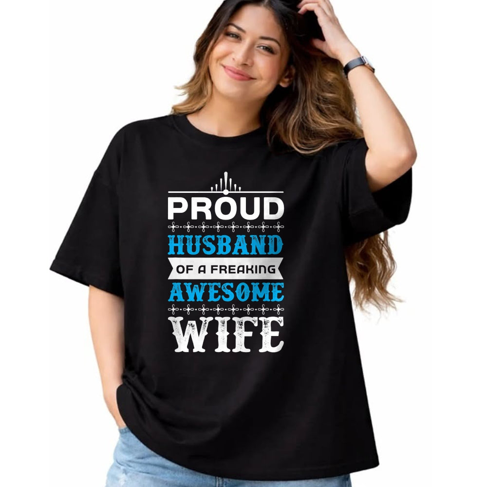 Best Wife Shirt, Wife and Husband Unisex T-Shirt/Hoodie/Sweatshirt HLT00 - Mens Proud Husband of a freaking awesome wife T-Shirt