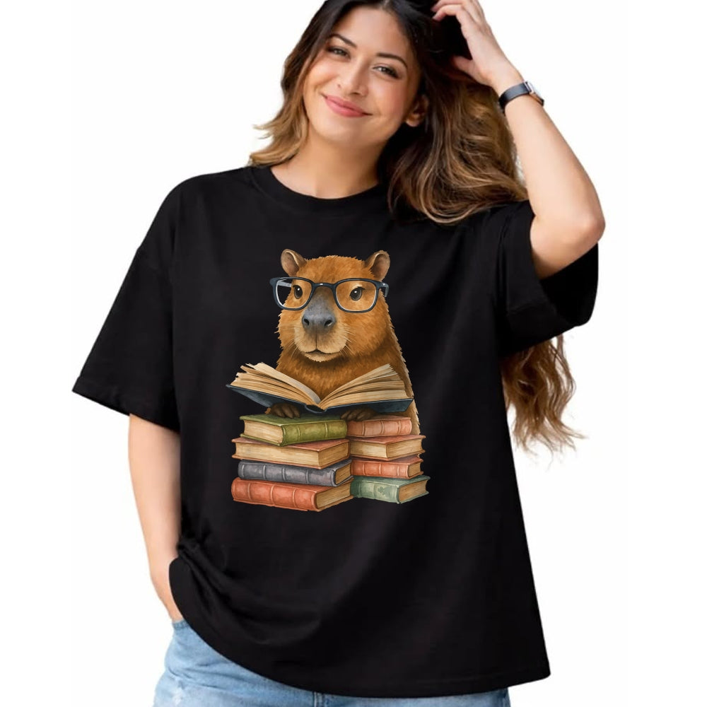 Cute Capybara Shirt, Funny Capybara Unisex T-Shirt/Hoodie/Sweatshirt HLT00 - Cute Capybara Reading Books Funny Animal Capybara Bookworms T-Shirt