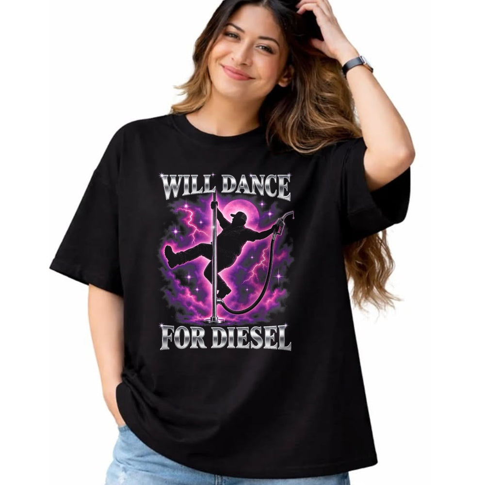Best Truck Driver Life Shirt, Funny Trucker UnisexT-Shirt/Hoodie/Sweatshirt HLT00 - Will Dance for Diesel Funny Truck Driver Automotive Humor T-Shirt (2)