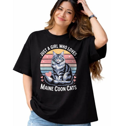 Cat Love Shirt, Funny Cat Lover Gift UnisexT-Shirt/Hoodie/Sweatshirt HLT00 - Just a Girl who Loves Maine Coon Cats T-Shirt