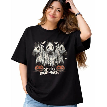 Best Horse Lover Shirt , Funny Horse UnisexT-Shirt/Hoodie/Sweatshirt HLT00 - Spooky Night-Mares Halloween Horse Ghost Funny Spooky Season T-Shirt, Women, Dark Heather Grey, Larg