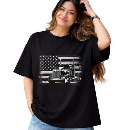 Best Truck Driver Life Shirt, Funny Trucker UnisexT-Shirt/Hoodie/Sweatshirt HLT00 - US American Flag Semi Truck Driver T-Shirt (5)