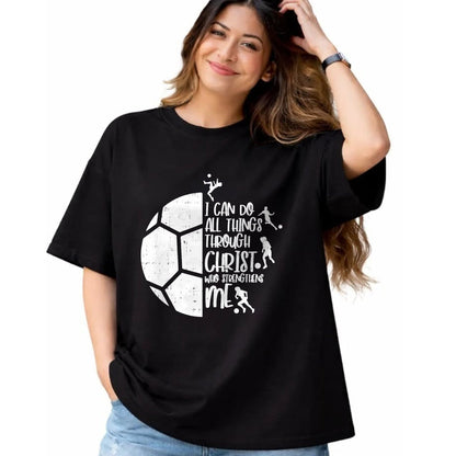 Christian Tee, Christian Faith Unisex T-Shirt/Hoodie/Sweatshirt HLT00 - I Can Do Things Through Christ Soccer Football God Gift T-Shirt