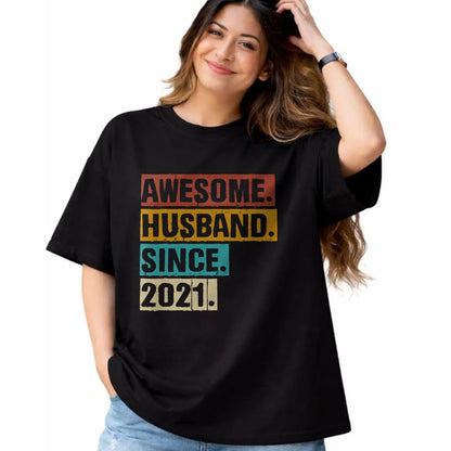 Best Wife Shirt, Wife and Husband Unisex T-Shirt/Hoodie/Sweatshirt HLT00 - 3rd Year Wedding Anniversary Epic Awesome Husband Since 2021 T-Shirt (2)