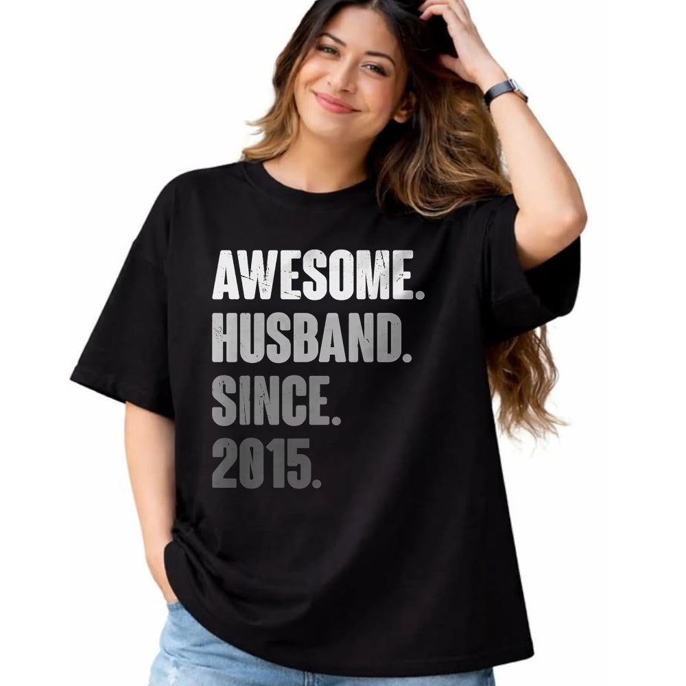 Best Wife Shirt, Wife and Husband Unisex T-Shirt/Hoodie/Sweatshirt HLT00 - 9th Year Wedding Anniversary Epic Awesome Husband Since 2015 T-Shirt