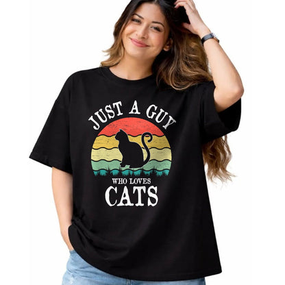 Cat Love Shirt, Funny Cat Lover Gift UnisexT-Shirt/Hoodie/Sweatshirt HLT00 - Just A Guy Who Loves Cats T-Shirt (1)