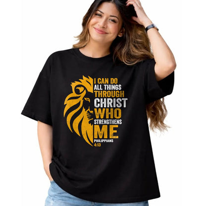 Christian Tee, Christian Faith Unisex T-Shirt/Hoodie/Sweatshirt HLT00 - I Can Do All Thing Through Christ Lion Philippians Faith T-Shirt