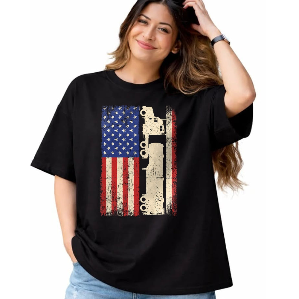 Best Truck Driver Life Shirt, Funny Trucker UnisexT-Shirt/Hoodie/Sweatshirt HLT00 - Truck Driver USA American Flag Patriotic Trucker Men T-Shirt