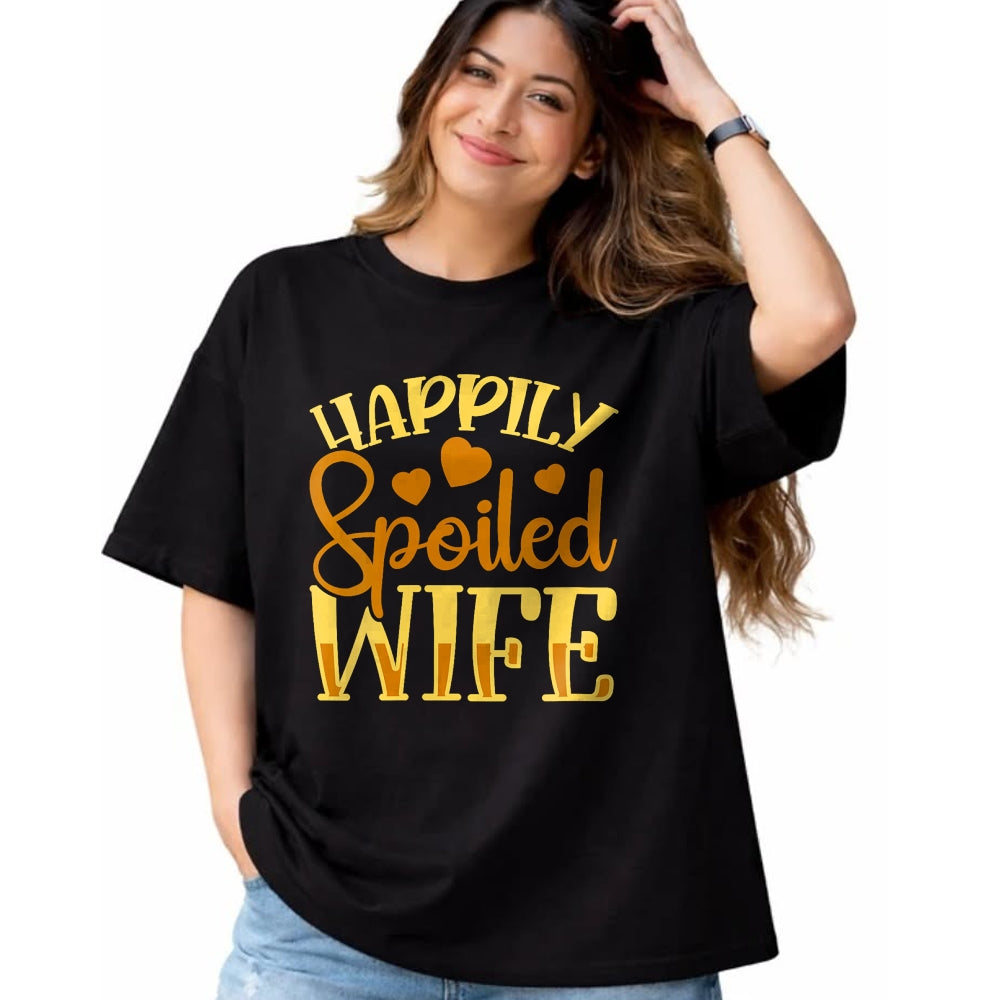 Best Wife Shirt, Wife and Husband Unisex T-Shirt/Hoodie/Sweatshirt HLT00 - Gift for wife T shirt, spoiled wife   Womens Funny Wife Happily Spoiled Wife V-Neck T-Shirt (1)