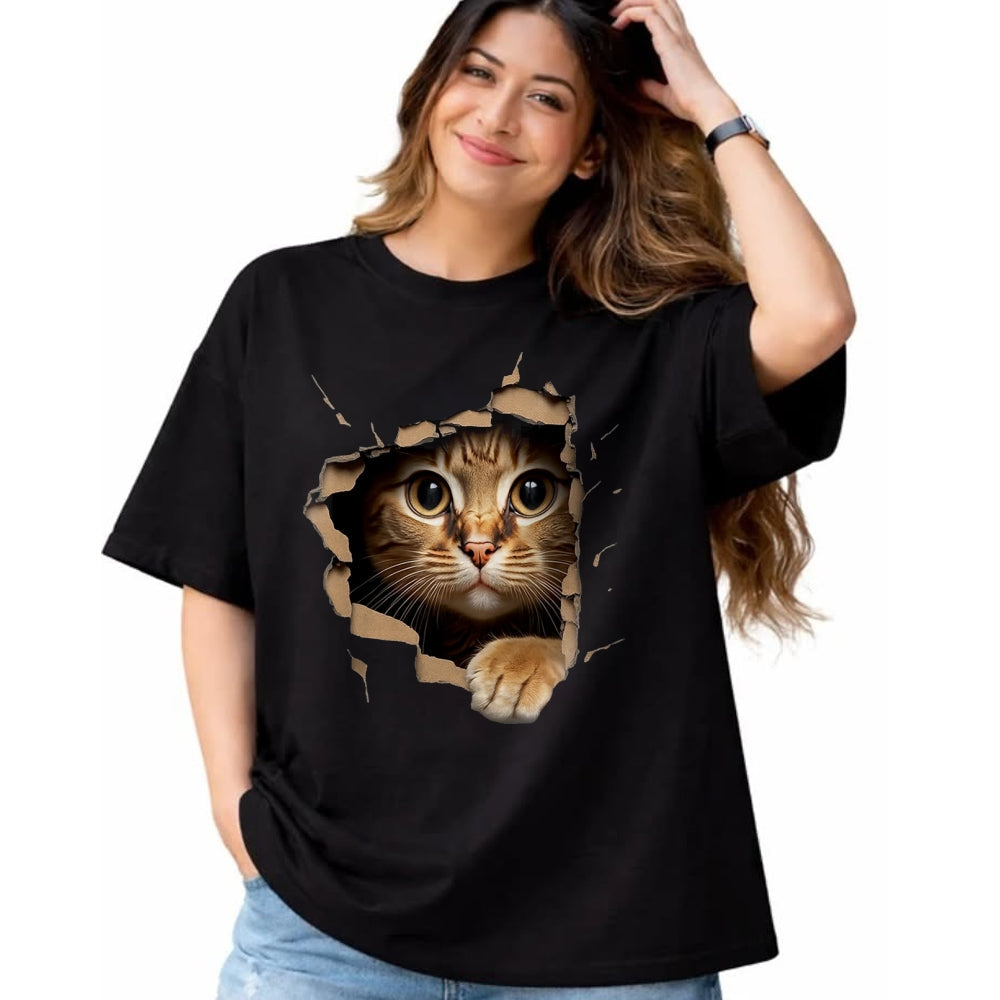 Cat Love Shirt, Funny Cat Lover Gift UnisexT-Shirt/Hoodie/Sweatshirt HLT00 - Cute Kitten Looks from Torn Fabric - Cats T-Shirt, Men, Olive Green, X-Large (1)