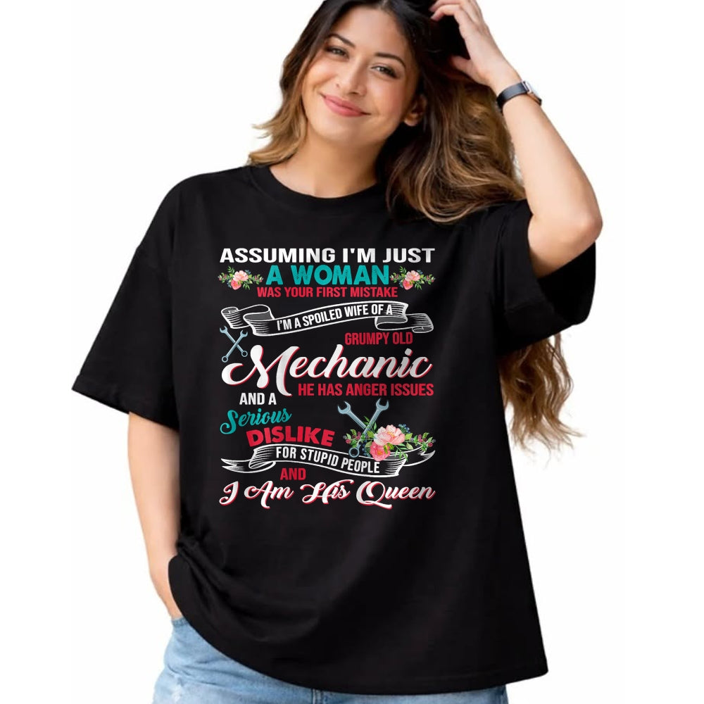 Best Wife Shirt, Wife and Husband Unisex T-Shirt/Hoodie/Sweatshirt HLT00 - Gift for wife T shirt, spoiled wife   I'm A Spoiled Wife Of A Grumpy Old Mechanic T-Shirt