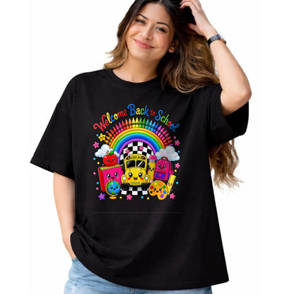 Best Student Shirt, Funny Back To School UnisexT-Shirt/Hoodie/Sweatshirt HLT00 - Welcome Back to School Cute Rainbow Bus Teacher Student Kids T-Shirt