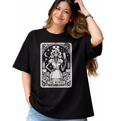 Funny Nurse Shirt, Nurse Unisex T-Shirt/Hoodie/Sweatshirt HLT00 - The Nurse Skeleton Tarot Card Funny Nursing Nurse RN LPN NP T-Shirt