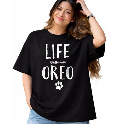 Cat Love Shirt, Funny Cat Lover Gift UnisexT-Shirt/Hoodie/Sweatshirt HLT00 - Life ist Better with Oreo Dog Name T-Shirt Gift Shirt T-Shirt