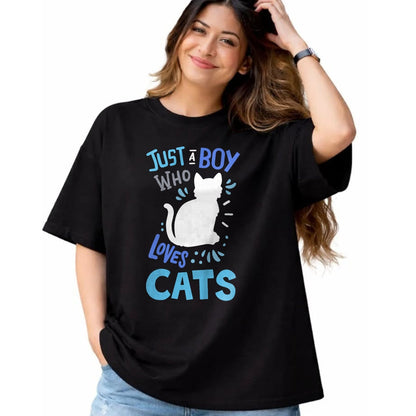 Cat Love Shirt, Funny Cat Lover Gift UnisexT-Shirt/Hoodie/Sweatshirt HLT00 - Kids Cat Just A Boy Who Loves Cats for Cat Lovers T-Shirt