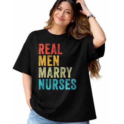 Funny Nurse Shirt, Nurse Unisex T-Shirt/Hoodie/Sweatshirt HLT00 - Real Men Marry Nurses Future Husband Wife Engagement Funny T-Shirt
