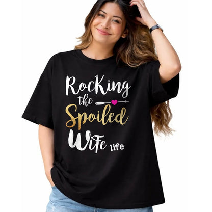 Best Wife Shirt, Wife and Husband Unisex T-Shirt/Hoodie/Sweatshirt HLT00 - Gift for wife T shirt, spoiled wife   Rocking The Spoiled Wife Life - Girlfriend Fiancee Wife Sweats